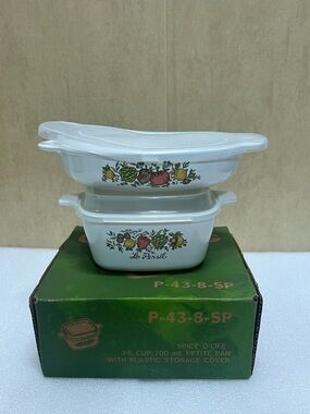 Vintage Corning Ware Spice of Life
2-3/4 cup Petite Pan & Small Casserole